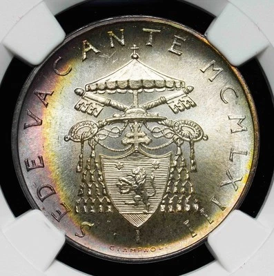 TONED 1963 VATICAN S500L SEDE VACANTE┃NGC MS67 Vatican City 500 Lire - Image 1 of 4