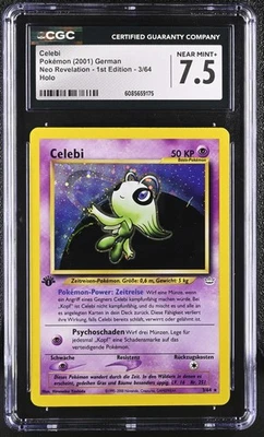 CGC 7.5 German Celebi 2001 Neo Revelation 1st Edition 3/64 Holo Pokemon Card - Image 1 of 2