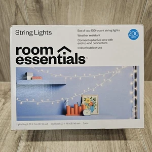 Neue Room Essentials Lichterkette mit 200 klaren Leuchtmitteln, weißer Draht - Bild 1 von 3