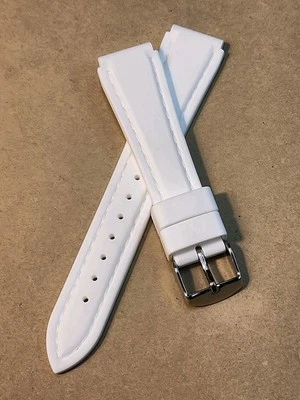 NOS Hadley Roma 18R Bright White Stitched Genuine Silicone Diver's Watch Band - Image 1 of 4