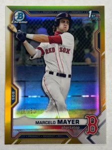 Marcelo Mayer /50 Gold 1st 2021 Topps Bowman Chrome Draft Boston Red Sox - Picture 1 of 2