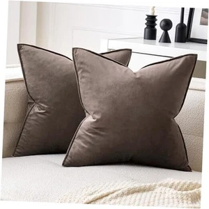 Pack of 2 Decorative Velvet Throw Pillow 24" x 24" (Pack of 2) Dark Coffee - Picture 1 of 7
