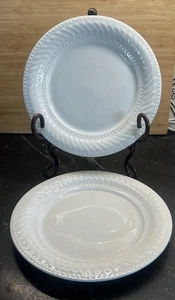 Set of 2 Gibson Everyday Houseware White Salad Plates w/Textured Rim - 8” - Picture 1 of 6