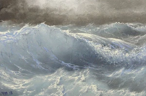 158-5"x7" ORIGINAL LEINWAND FINE ART DRUCK MODERN SEELANDSCHAFT Crashing Wave Storm - Bild 1 von 1
