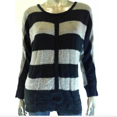 Suéteres de mujer de Estados Unidos suéter S negro gris tejido a rayas pulóver Foto 1 de 2