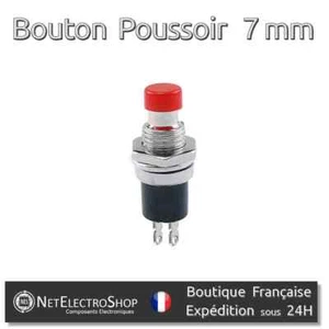 5X Bouton Poussoir Momentané Rouge 7mm - Normalement Ouvert - PBS-110 - Imagen 1 de 2