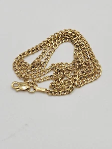 10K Yellow Gold* Hollow Thin Curb Chain 21.14" x 2.1mm x 0.9 mm Lobster Clasp - Picture 1 of 6