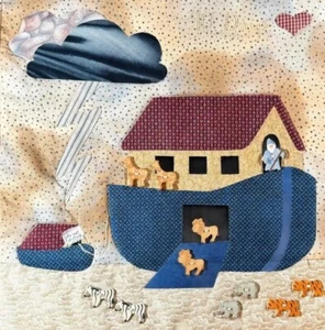 NOAHS ARK & ANIMALS Colgador 16” Edredón Cuadrado Hecho a Mano 3D Guardería Decoración de Pared Bebé - Imagen 1 de 9