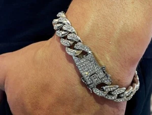 Iced Out Cuban Link Bracelet Men | Luxurious - Picture 1 of 2