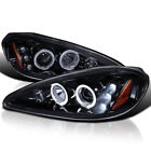 Piano Black 1999-2005 Grand Am Twin Halo Led Lamps Projector Head Lights