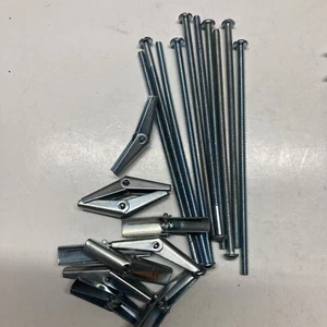Ten 1/8”x 4” Thread Spring Loaded Hollow Wall  Toggle Bolts 10pcs Wall Anchors - Picture 1 of 3