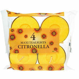 Prices Citronella Maxi 4 Pack Tealights Wax Fly Deterrent Outdoor BBQ Garden Set