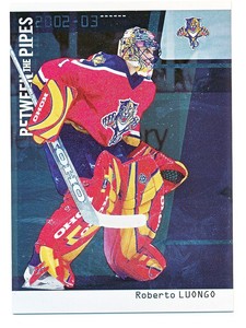 2002-03 BE A PLAYER BETWEEN THE PIPES SILVER ROBERTO LUONGO #4 007/100