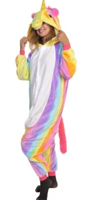 Angelina Suave Vellón Difuso Color Arco Iris Unicornio Adulto Ropa para Dormir/Salón -L/XL Foto 1 de 4