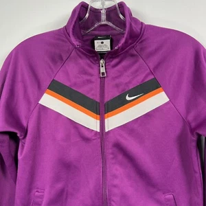 Nike Girls Full Zip Up Athletic Purple Track Jacket Size Youth Large Chevron.  R - Picture 1 of 7