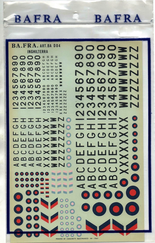 ADESIVI BA.FRA. BAFRA DECAL BA D04 1/48 1/72 INGHILTERRA DECALCOMANIA MODELLISMO - Immagine 1 di 1