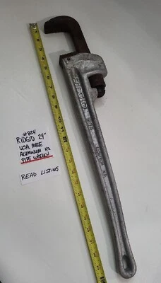 Ridgid Aluminum H D Pipe Wrench  24" Model 824 Monkey Wrench Vtg. USA Hand Tool - Imagem 1 de 4