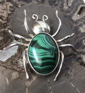 Taxco Sterling Silber 925 Sambischer Malachit Käfer Anhänger aus unserer Sammlung - Bild 1 von 5
