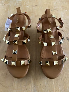 Hingswink Women's Wedge Studded Gladiator Platform Sandals Heels Size 9 M NIB - Picture 1 of 16