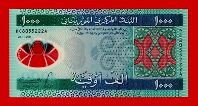 MAURITANIA 1,000 1000 Ouguiya 2014 UNC Polymer Note (P-19) Prefix: DC Suffix: A - Image 1 of 2