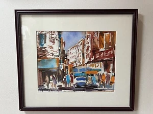 Chinatown, New York 2007 Watercolor Wall Decor Art W/COA By Ng Woon Lam - Picture 1 of 9