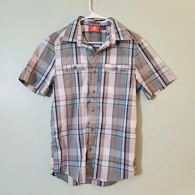 Merrell Mens S Small Short Sleeve Button Down Multicolor Plaid Hiking Shirt - Image 1 of 4