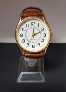 FMD PU027 Analog White Face Brown Faux Leather Quartz New Battery Woman Watch - Picture 1 of 5
