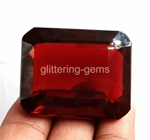 198.58 Ct Rare Brazil Red Topaz Lab Created Emerald Cut Certified Loose Gems SA - Picture 1 of 7