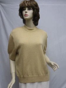 St. John Knit Gold Shimmer Short Sleeve Top Size M - Picture 1 of 1