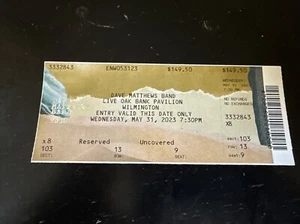 2023 DAVE MATTHEWS BAND Live Oak Bank Pavilion KONZERT TICKET DMB - Bild 1 von 2