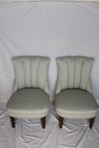 Striking Pair of Mid-Century Modern Mahogany Hall Bedroom Boudoir Chairs Cover