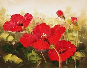 Red Poppy #RPOD1B04-8, 9x11 - 100% Hand painted Oil painting on Canvas,   - Picture 1 of 6
