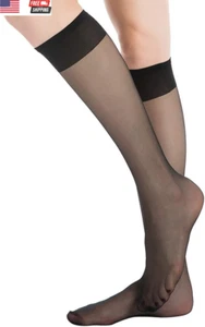 12 Pairs Knee High Stockings Sheer Pantyhose for Women - Picture 1 of 4