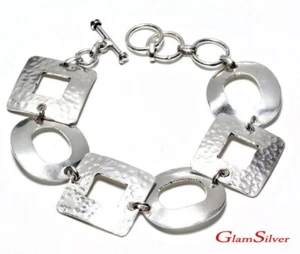 Handcrafted 925 STERLING SILVER Toggle BRACELET jewelry + FREE GIFT - Picture 1 of 5