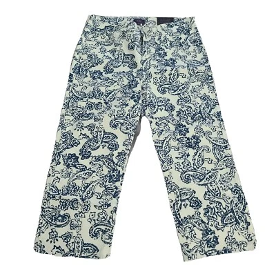 Pantalones NYDJ Lift Tuck Cortos Elastizados Frente Plano Cachemira Azul y Blanco Mujeres Talla 4 Nuevos Foto 1 de 4