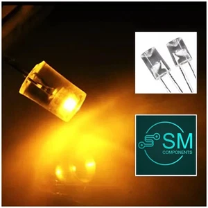 5mm LED YELLOW Concave 100pcs Light Emitting Diode Flat Top Clear 590-593nm - Picture 1 of 5