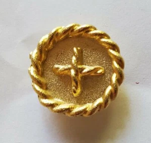Round Metal Gold Finish Rope Outer & Rope X Center Shank Back Buttons 30L (B182) - Afbeelding 1 van 3