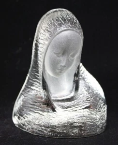 Viking Glass Madonna Ice Sculpture Figurine Frosted & Clear Mary Paperweight - Picture 1 of 12