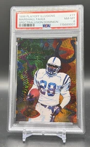 1996 Playoff Illusions Marshall Faulk Spectralusion Dominion PSA 8 Low Pop - Picture 1 of 5