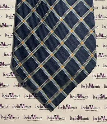 JOS. A. Corbata de cuello BANK seda azul marino diseño a cuadros 3,875” (nueva sin etiquetas) Foto 1 de 3