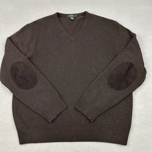 Suéter J.Crew Para Hombres Extra Grande Marrón Cuello en V Codo Parches Lana Angora Cachemira - Imagen 1 de 7