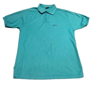 Vintage Le TIGRE Mens Polo Shirt Size Medium Aqua Blue/Green Made In USA  - Picture 1 of 13