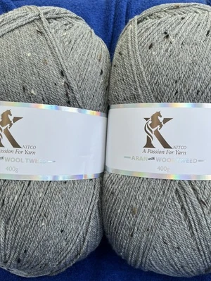 2 x 400g Knitco Aran With Wool Tweed In Grey - Image 1 of 4