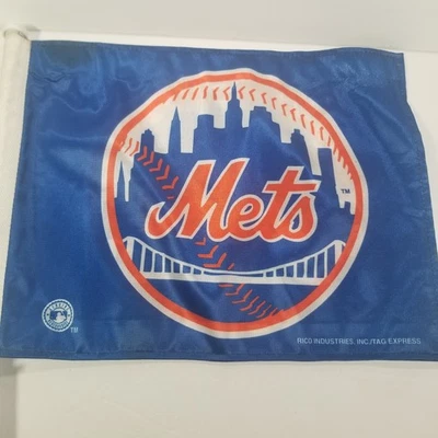 New York Mets Car Window Flag 11x15 Rico MLB Licensed Pole Mount - Image 1 of 4