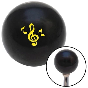 Yellow Treble Clef Black Shift Knob w/ M16x1.5 Insert Shifter Auto Manual Brody - Picture 1 of 17