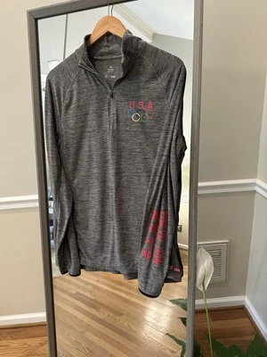 Pullover de los Juegos Olímpicos de Tokio/Estados Unidos con cremallera 1/4 para mujer talla mediana gris Foto 1 de 4