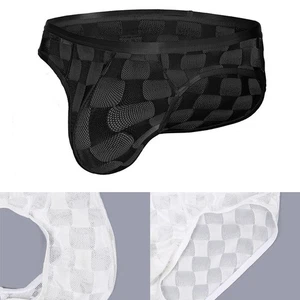 Boxer uomo in rete trasparente con motivo a quadri per comodità - Picture 1 of 32