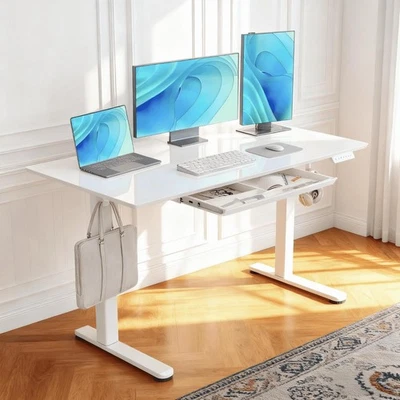 Домашний офисный компьютерный стол-стойка 40 дюймов электрический письменный стол стеклянный стол с ящиком - Изображение 1 из 4