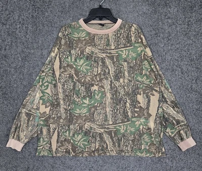 Vintage Trebark Camo Shirt Men's 3XL Wood Leaf Tree Long Sleeve USA 1990s 1980s - Image 1 of 4