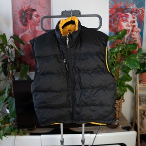 Timberland Black/Yellow Gilet Down Puffer Jacket Vintage 2000 L